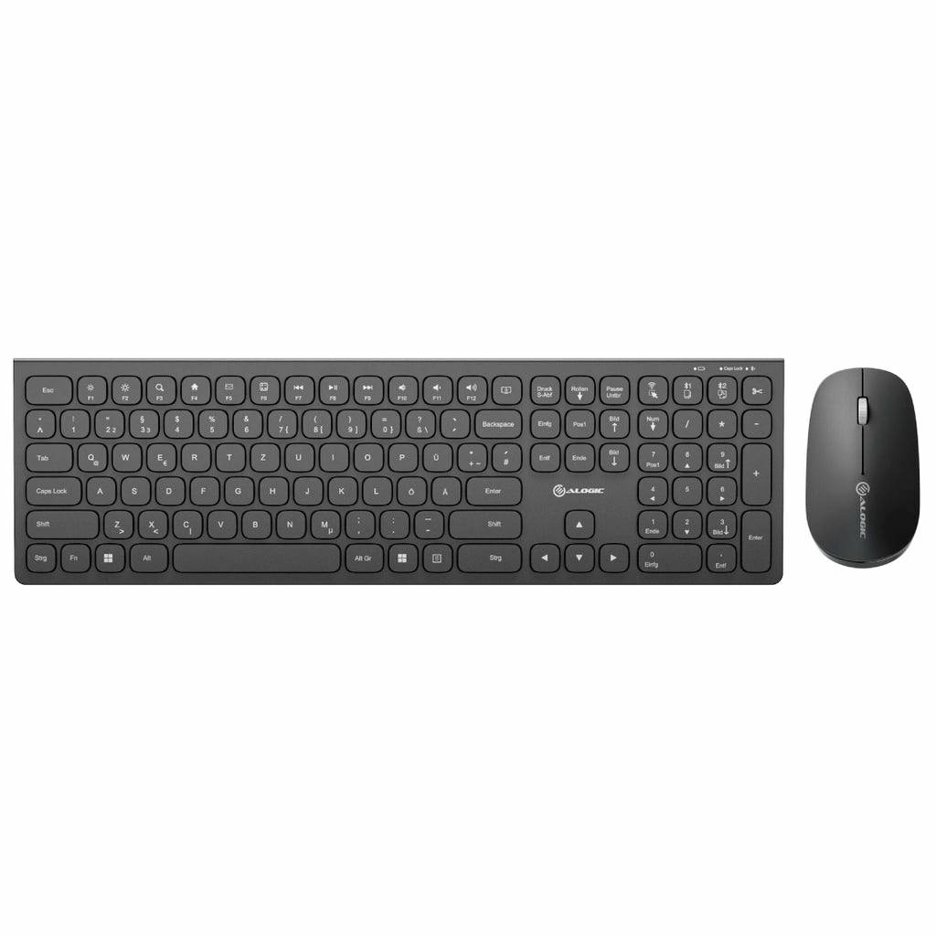 Alogic Echelon BT Wireless Mouse + Keybo Set met toetsenbord en muis Draadloos QWERTZ, Duits Zwart