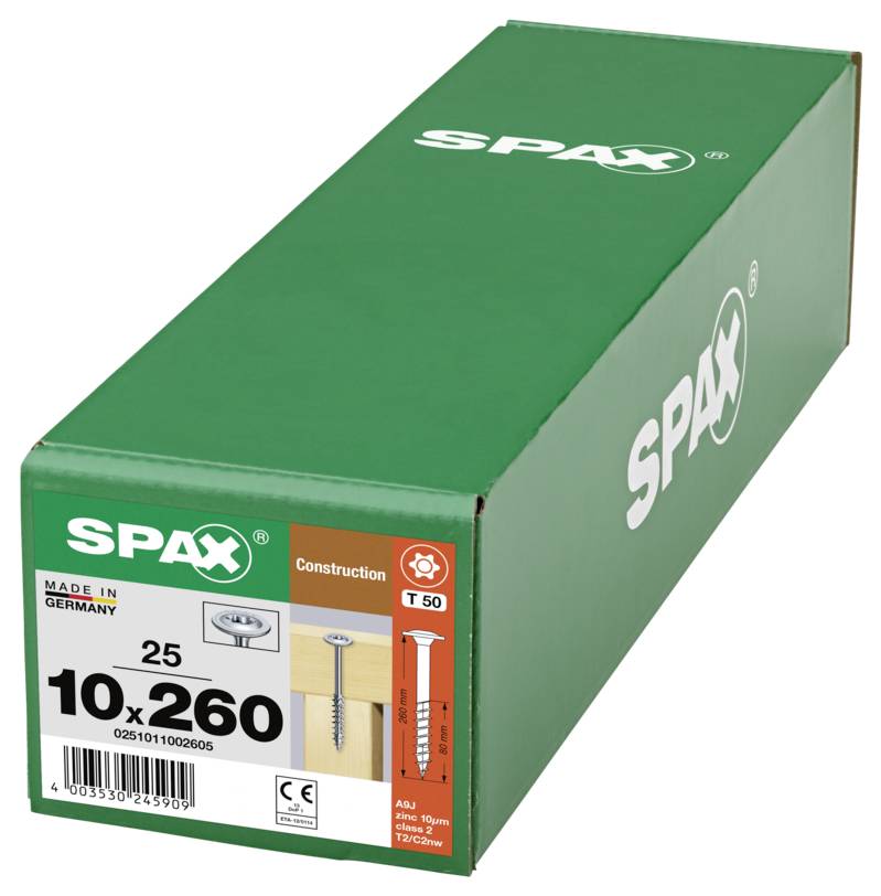 SPAX 0251011002605 vijci s ravnom glavom 10 mm 260 mm T-STAR plus čelik 25 St.-7