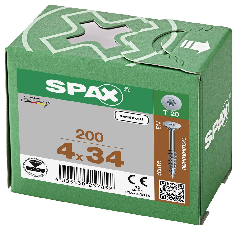 SPAX 0681030400343 vijci s ravnom glavom 4 mm 34 mm T-STAR plus čelik 200 St.-5