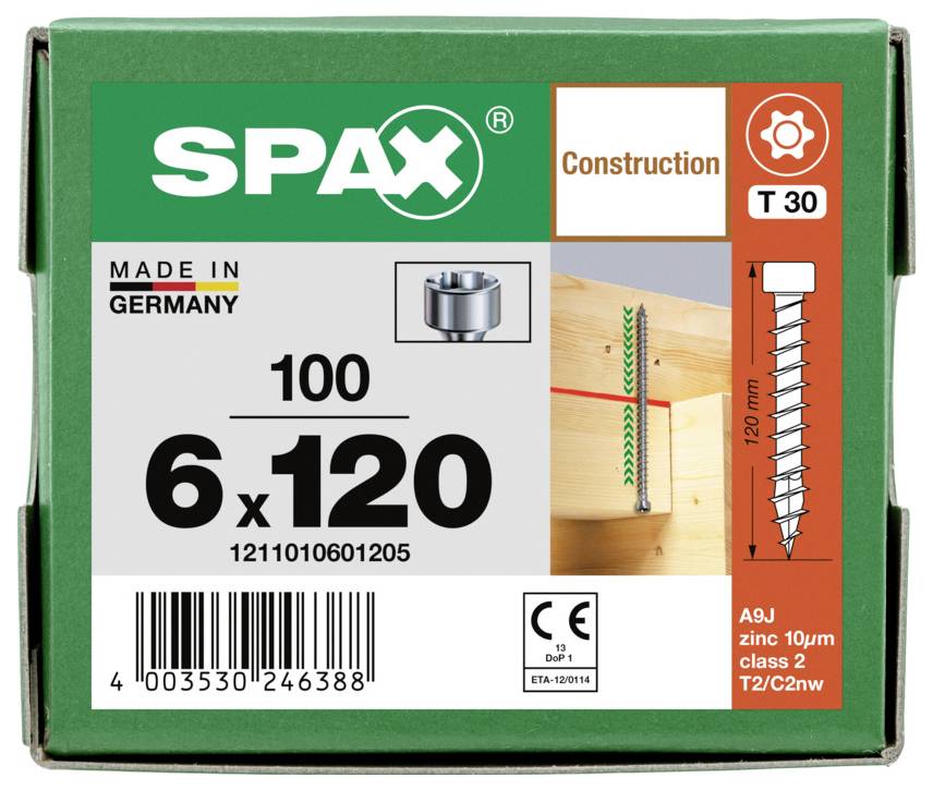 SPAX 1211010601205 asortiman vijaka s cilindričnom glavom 6 mm 120 mm T-STAR plus čelik 100 St.-7