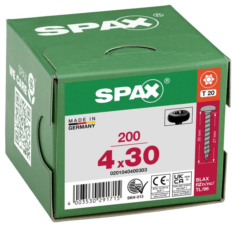 SPAX 0201040400303 vijci sa poluokruglom glavom 4 mm 30 mm T-STAR plus čelik 200 St.-2