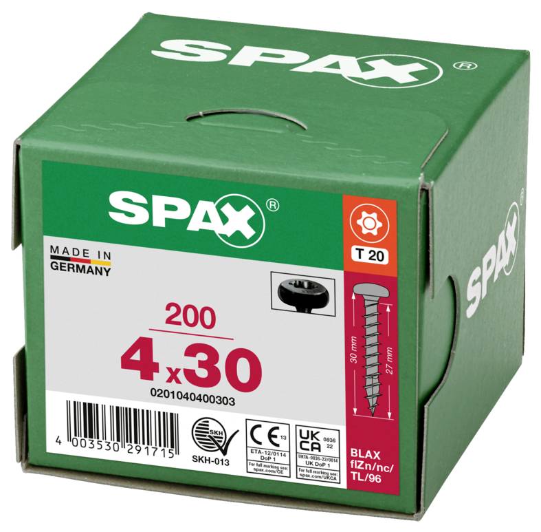 SPAX 0201040400303 vijci sa poluokruglom glavom 4 mm 30 mm T-STAR plus čelik 200 St.-3