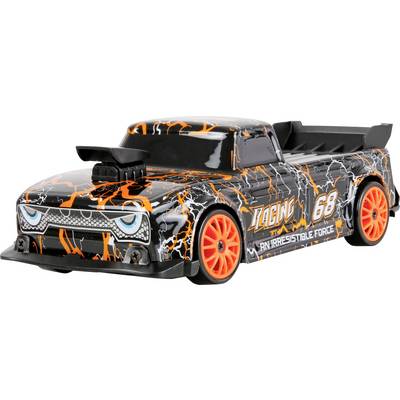 Crni i narančasti dječji racing kamionet s brojem 68 i 'RACING' grafikama na bijeloj pozadini.