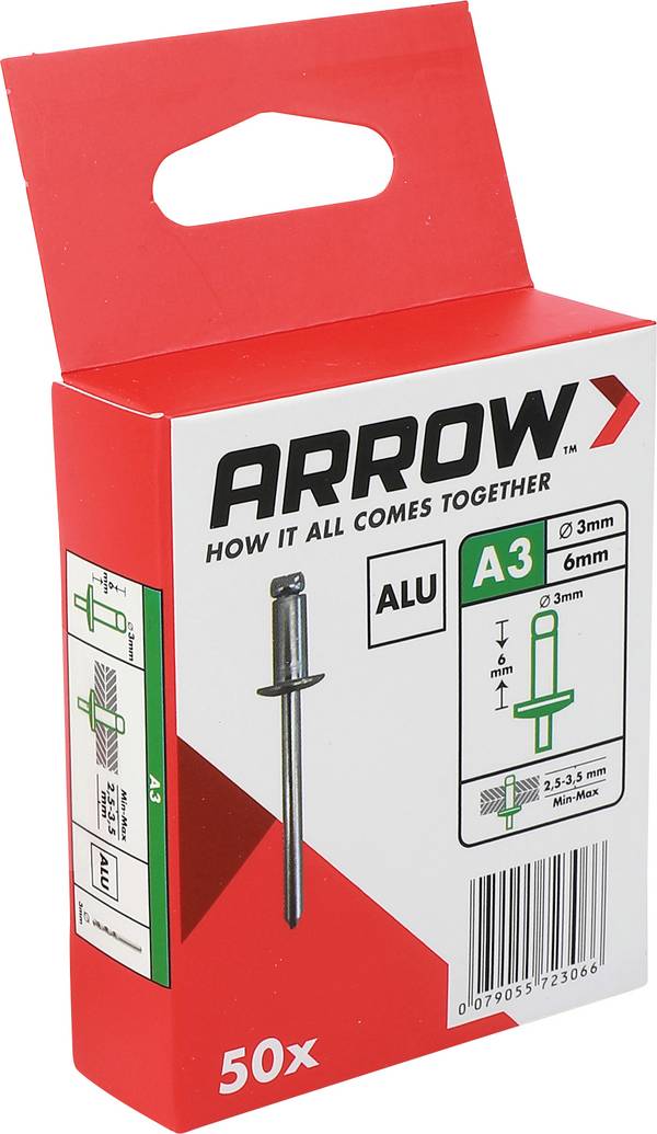 Arrow Tool Group 723066 slijepa zakovica (Ø x D) 3 mm x 6 mm   aluminij aluminij RA 3 X 6 ALU 50ST 50 St.