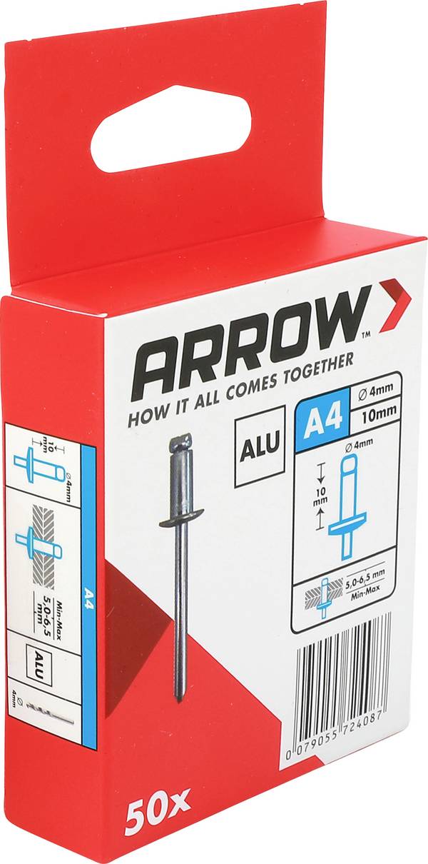 Arrow Tool Group 724087 slijepa zakovica (Ø x D) 4 mm x 10 mm  aluminij aluminij aluminij RA 4 X 10 ALU 50ST 50 St.