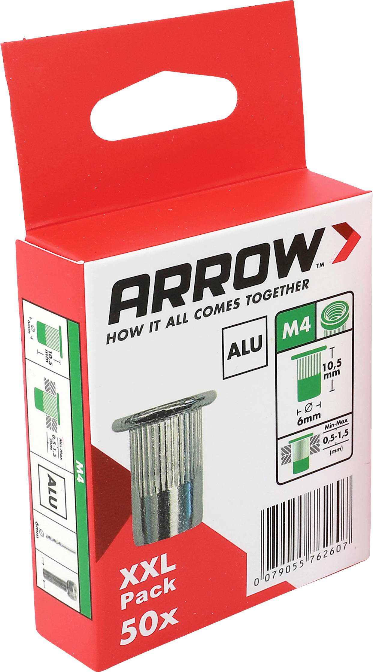 Arrow Tool Group 762607 Popmoer (&Oslash; x l) 6 mm x 10.5 mm M4 Aluminium RN M4 6 x 10,5 ALU 50ST 50 stuk(s)
