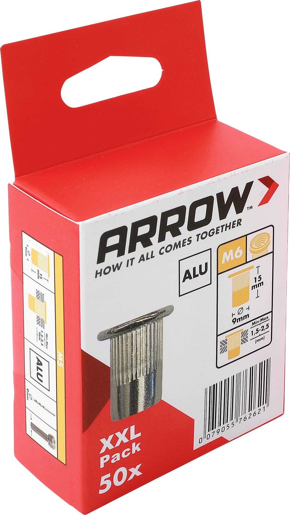 Arrow Tool Group 762621 slijepa zakivna matica (Ø x D) 9 mm x 15 mm M6 aluminij aluminij RN M6 9 x 15 ALU 50ST 50 St.-0