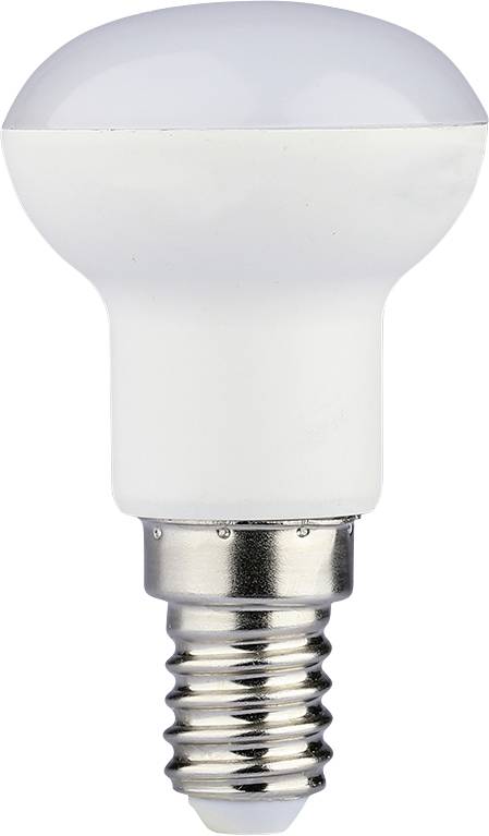 Bijeda LED svjetiljka s matiranom kupolom i srebrnom vijčanom bazom na običnoj pozadini.