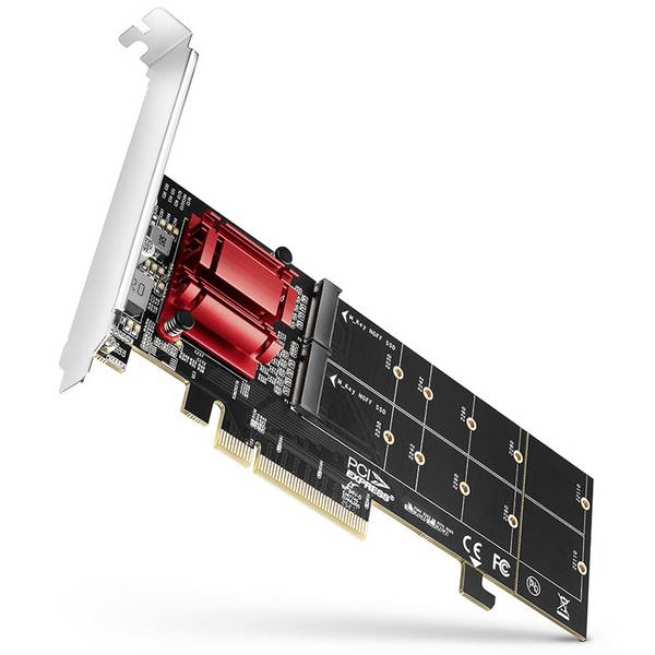 AXAGON PCEM2-ND 2 ulaza M.2 kontroler PCIe x8 Pogodno za (SSD): 2230, 2242, 2260, 2280, 22110 uklj. nisko profilna ploča s utorom