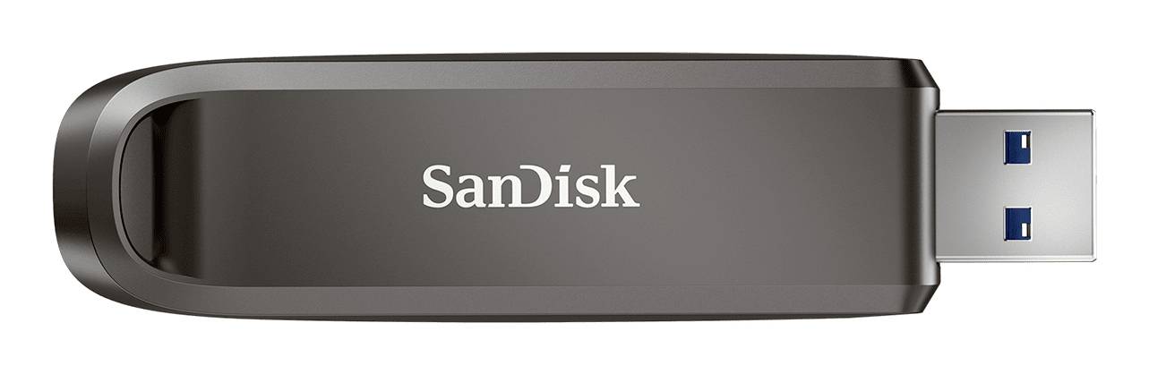SanDisk USB flash disk s bezprijenosnom kliznom USB konektorom, prikazan u pogledu sa strane na bijeloj pozadini.