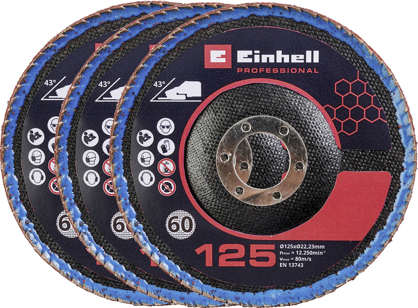 Einhell 4440020 Einhell vinkelslipar-tillbeh&ouml;r 3x 125 mm flap Discs b&ouml;jd Diameter 125 mm