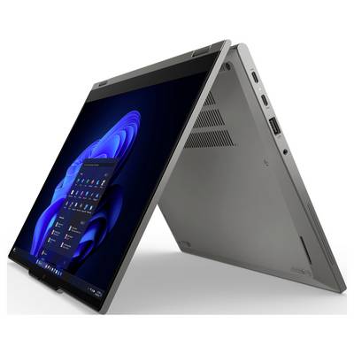 Siva 2-u-1 prijenosna računala u modu šatora, prikazuje Windows radnu površinu na dodirnom zaslonu i bočne priključke na stražnjoj ploči.