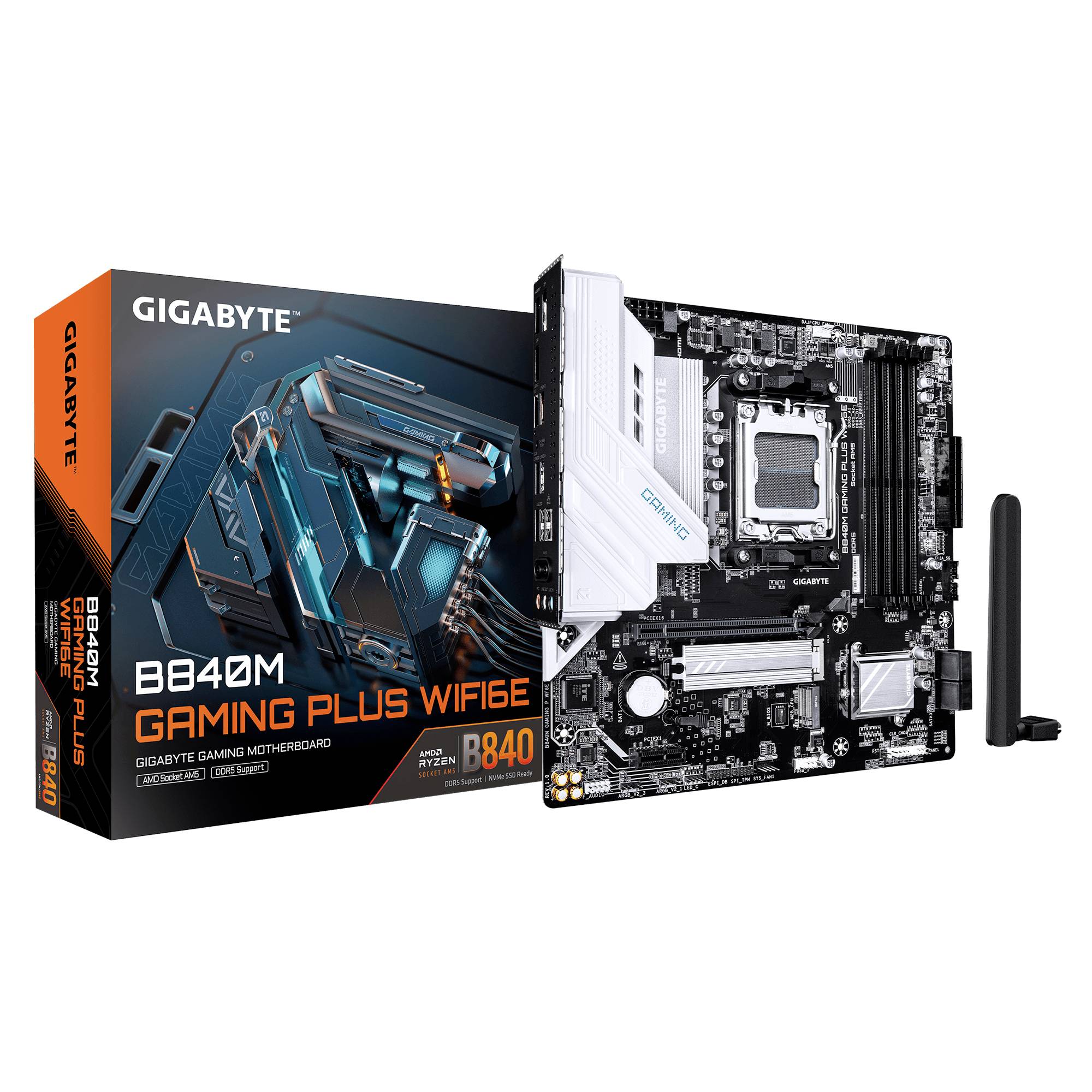 Gigabyte B840M GAMING PLUS WIFI6E matična ploča Baza #####AMD AM5 Faktor oblika (detalji) Micro-ATX Set čipova matične p-0