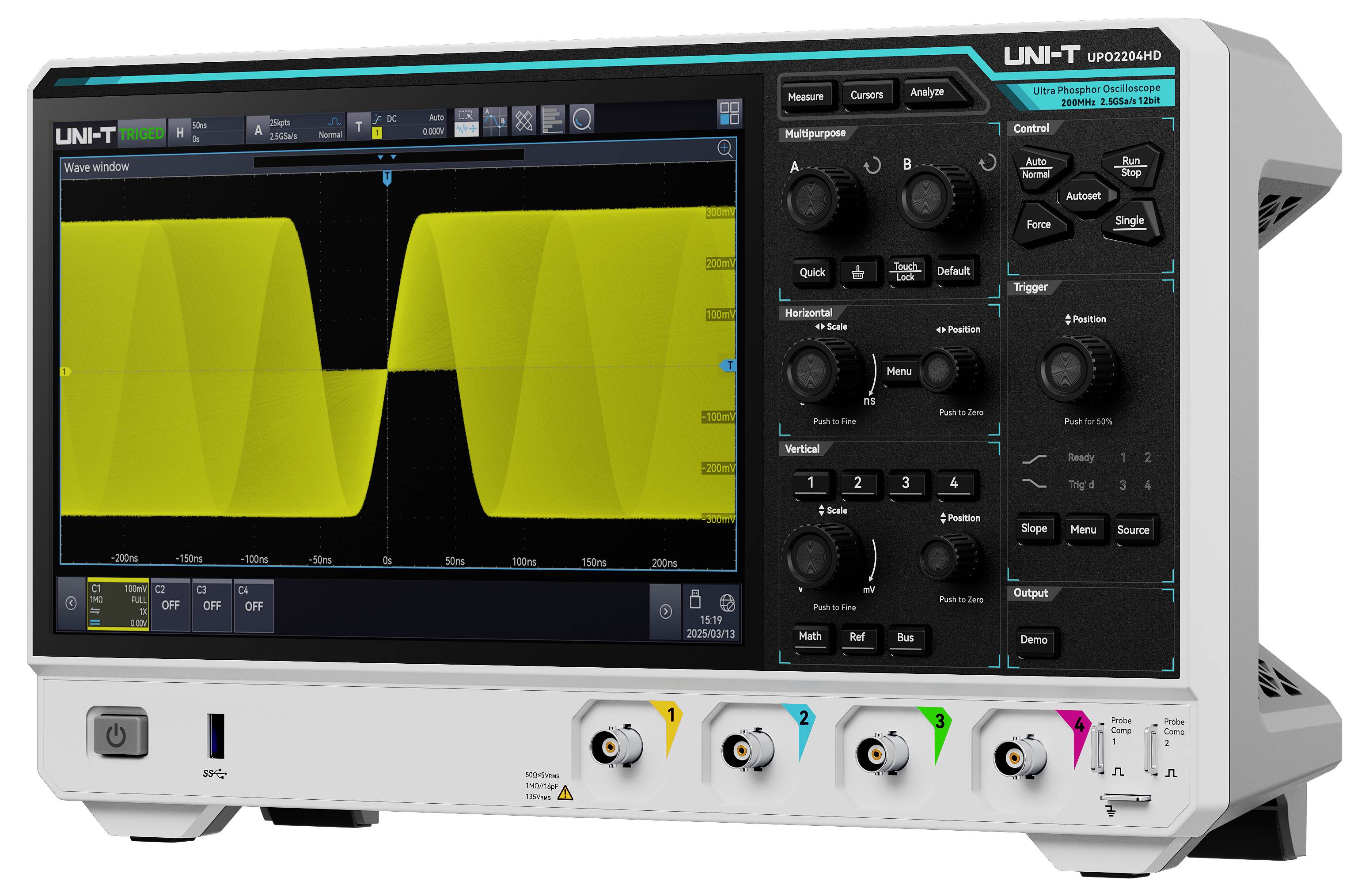 Uni-T UPO2204HD digitalni osciloskop 200 MHz 2 GSa/s 100 Mpts 10 Bit digitalni osciloskop s memorijom (ods) 1 St.-2
