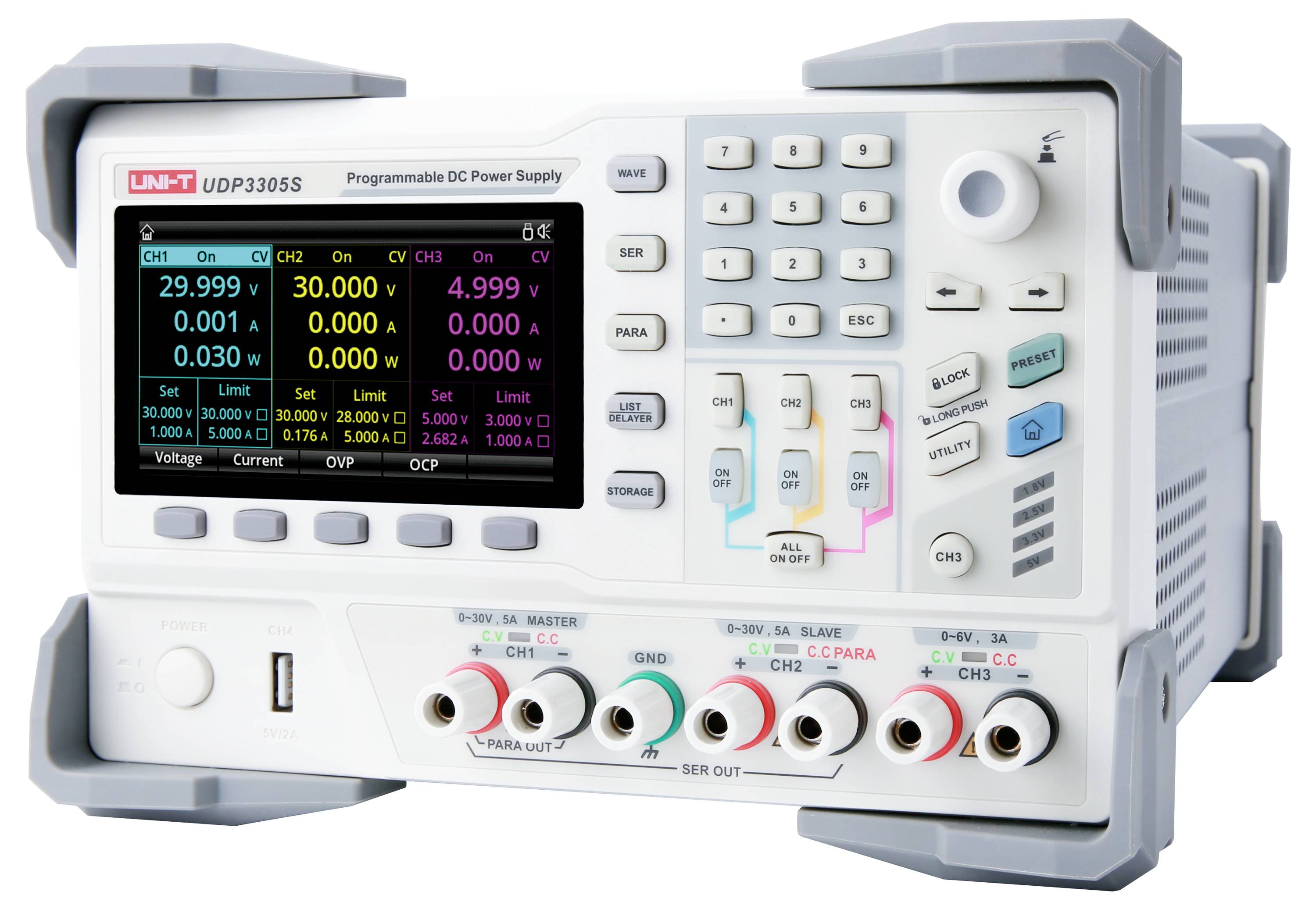 Uni-T UDP3305S laboratorijsko napajanje, podesivo 0 - 32 0 mA - 5 A 348 W USB domaćin, USB 3.1 utikač C, LAN, RS-232 dal-1
