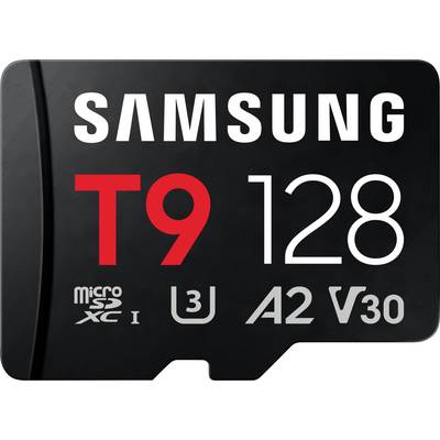 Samsung T9 128 GB microSD kartica sa U3, A2 i V30 oznakama brzine.