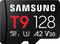 Samsung T9 128 GB microSD kartica sa U3, A2 i V30 oznakama brzine.