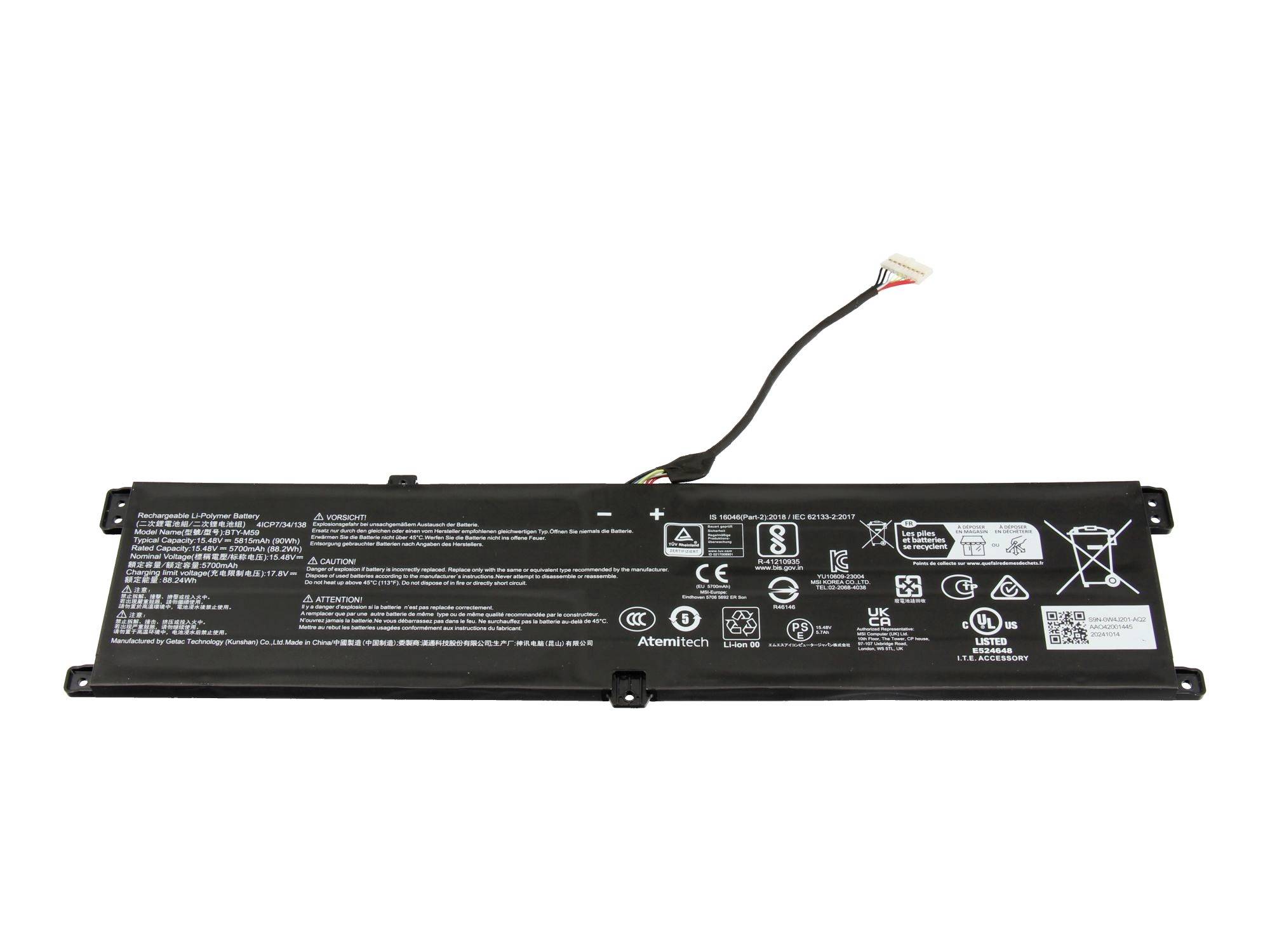 MSI baterija prijenosnog računala Akku S9N-0W4J200-AQ2 15.48 V 5815 mAh MSI-0