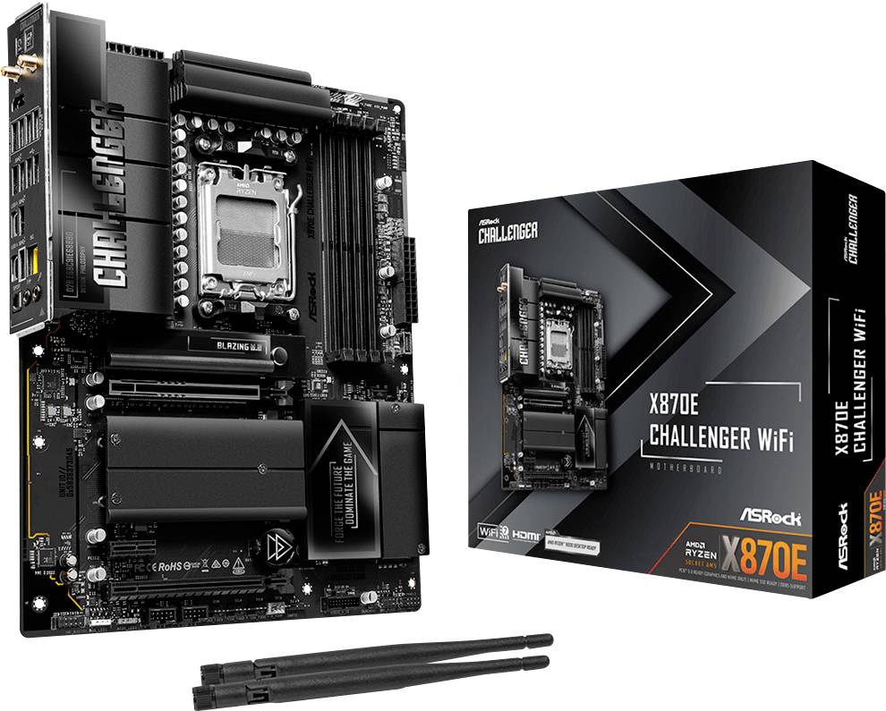 ASRock X870E Challenger WiFi (AM5) (D) Moederbord Socket AMD AM5 Vormfactor ATX Moederbord chipset AMD X870E