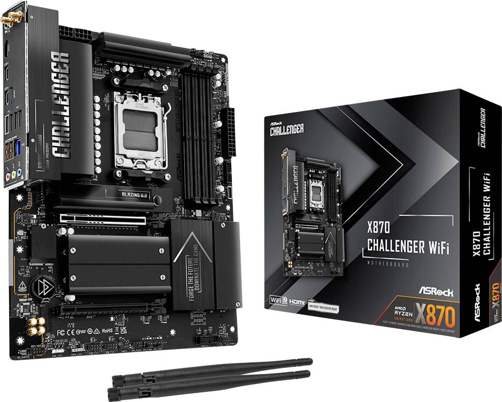 ASRock X870 Challenger WiFi (AM5) (D) Moederbord Socket AMD AM5 Vormfactor ATX Moederbord chipset AMD X870