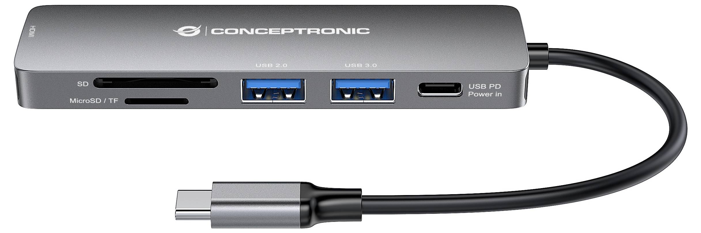Conceptronic USB-C® priključna stanica DONN11G 6-in-1 USB 3.2 Gen 1 Docking Sta uklj. funkcija punjenja, USB-C® Power De-3