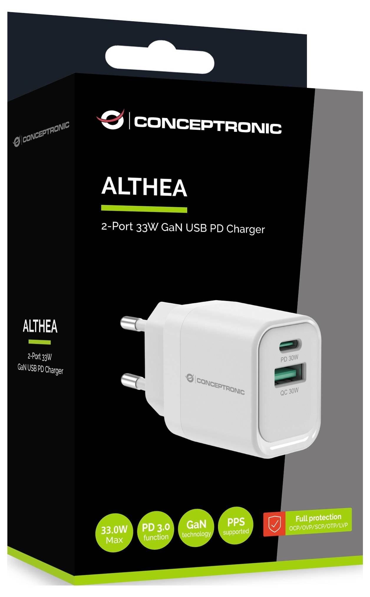 Conceptronic ALTHEA19W33 2-Port 33W GaN USB PD Charg USB punjač 33 W USB-A, USB-C® Power Delivery bijela-3