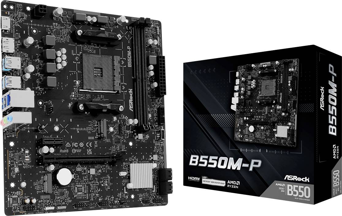 ASRock B550M-P Moederbord Socket AMD AM4 Vormfactor Micro-ATX Moederbord chipset AMD B550