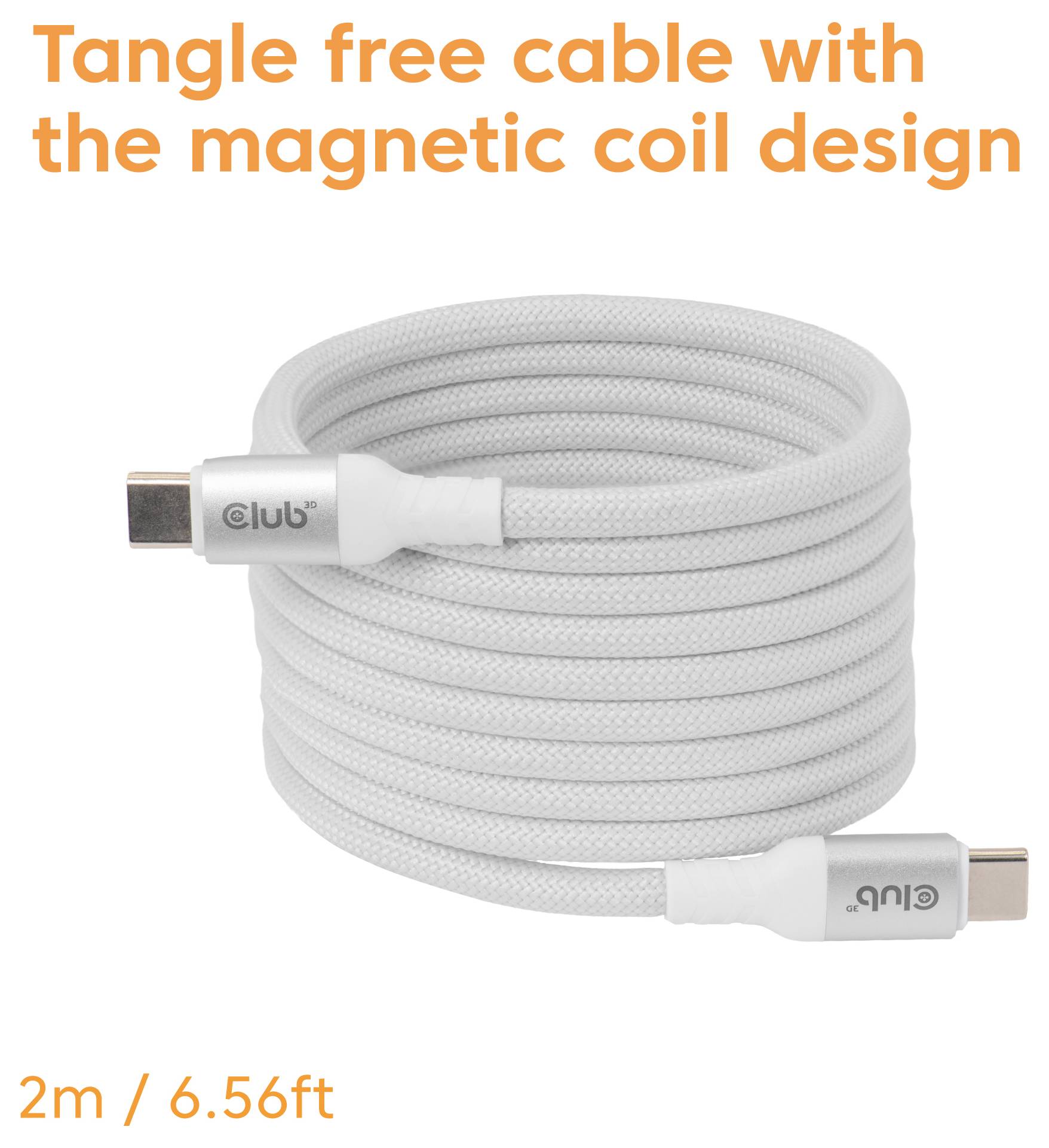 club3D USB-C kabel USB-C® utikač 2 m bijela CAC-3032-2
