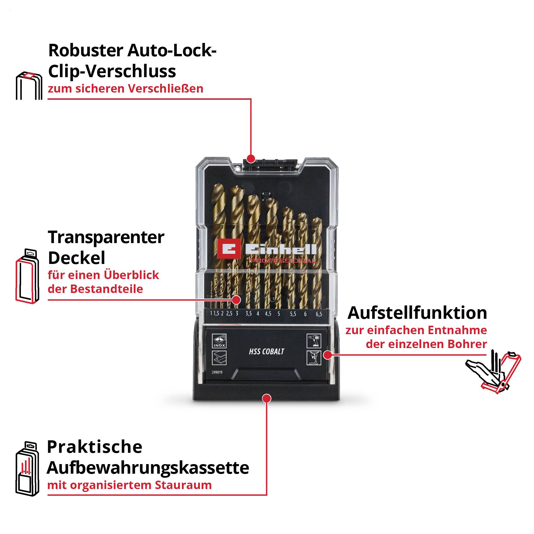 Einhell 249019 HSS-Co metal-spiralno svrdlo-komplet 1 mm, 1.5 mm, 2 mm, 2.5 mm, 3 mm, 3.5 mm, 4 mm, 4.5 mm 1 Set-2
