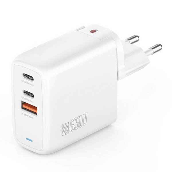 4Smarts  USB punjač 65 W 2x USB-C®, USB Power Delivery bijela unutrašnje područje GaN, USB power delivery (USB-PD)
