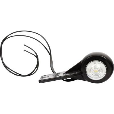 Crna žičana bočna svjetla za prikolicu s okruglom LED lampom 12V/24V i nosačem za montažu na bijeloj pozadini