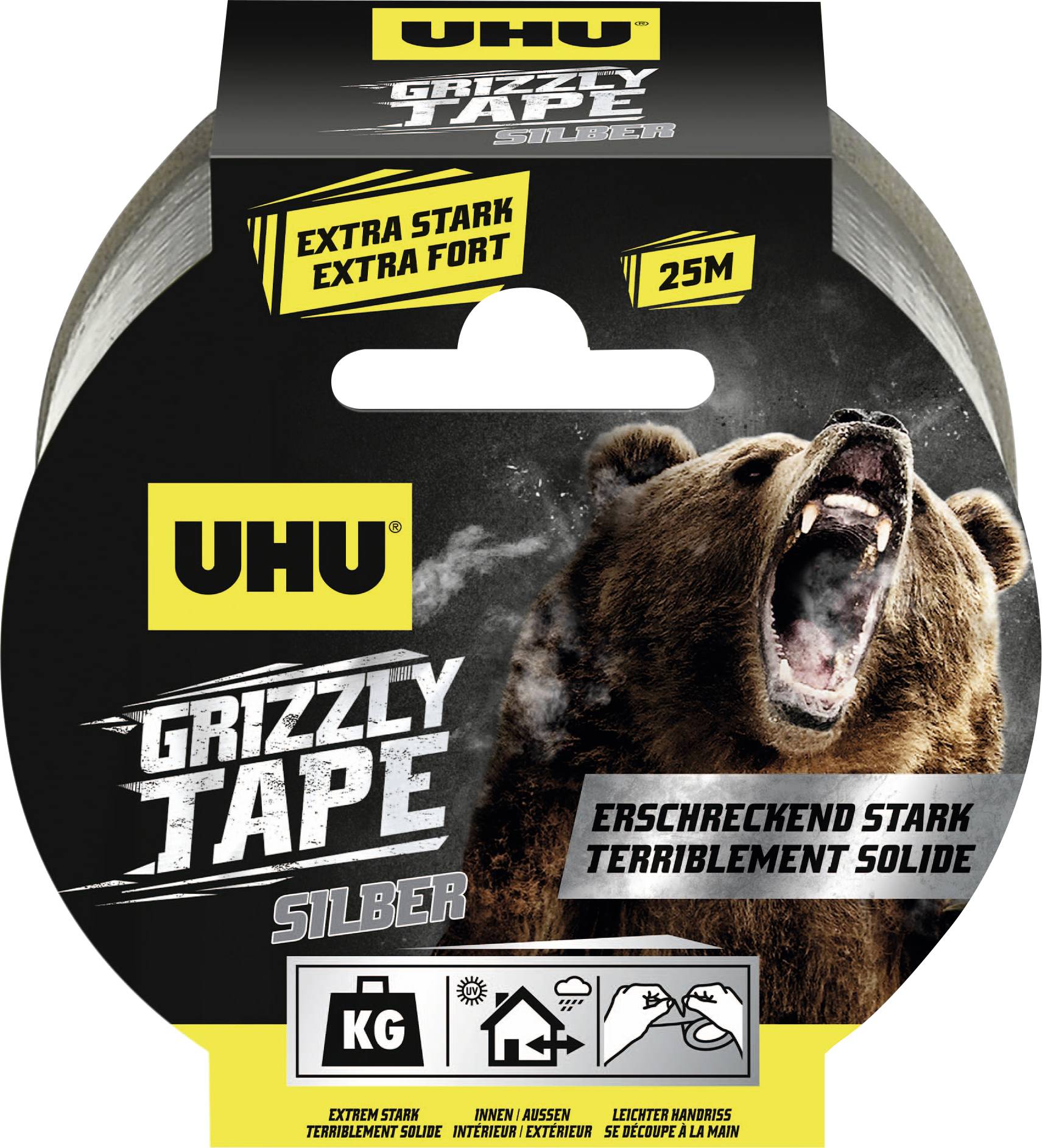 UHU Grizzly Tape 51690 Textieltape Zilver 1 stuk(s)