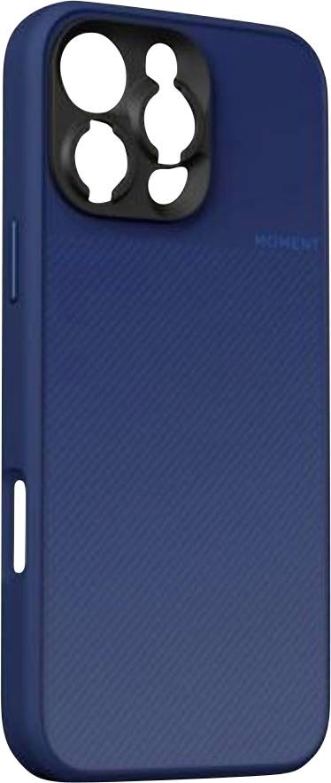 Plavi teksturirani omot za smartphone s velikim kvadratnim izrezom za kameru i otvorom za bočnu tipku