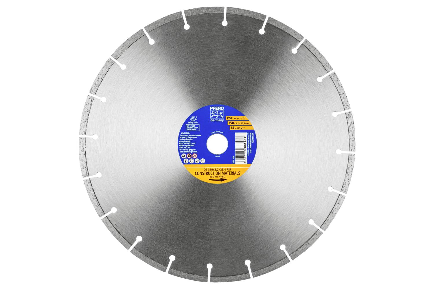 PFERD TOOLS 68300047 DS 350x3,2x25,4 START Diamanten doorslijpschijf Diameter 350 mm Boordiameter 25.4 mm Baksteen, Staalbeton, Beton, Steen 1 stuk(s)