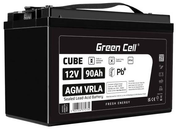 Loodaccu Green Cell GC-AGM12V90AH-J Loodvlies (AGM) 90 Ah 12 V 1 stuk(s)