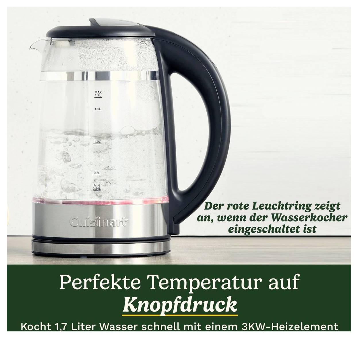 Cuisinart GK19E kuhalo za vodu Cool-Touch kućište, podešavanje temperature stakleno prozirna Kapacitet: 1.7 l-2