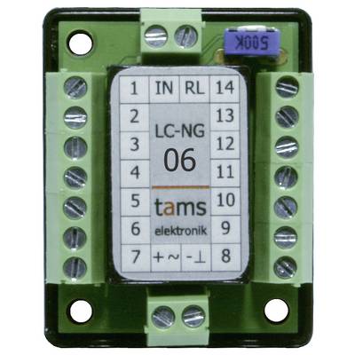Zeleni elektronički modul sa vijčanim stezaljkama i naljepnicom na kojoj piše 'LC-NG 06' i 'tams elektronik'.