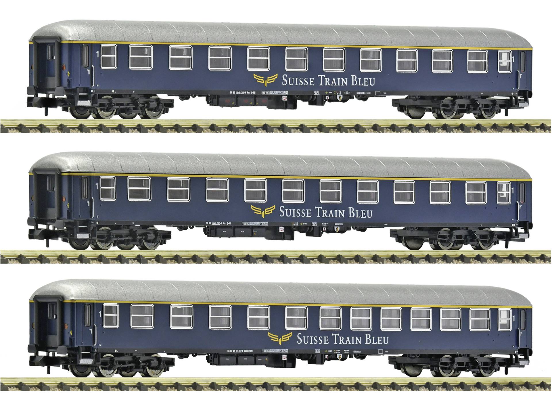 Fleischmann 6260078 N 3-delig Set 1: Sneltreinrijtuig, Suisse Train Bleu 3-delig