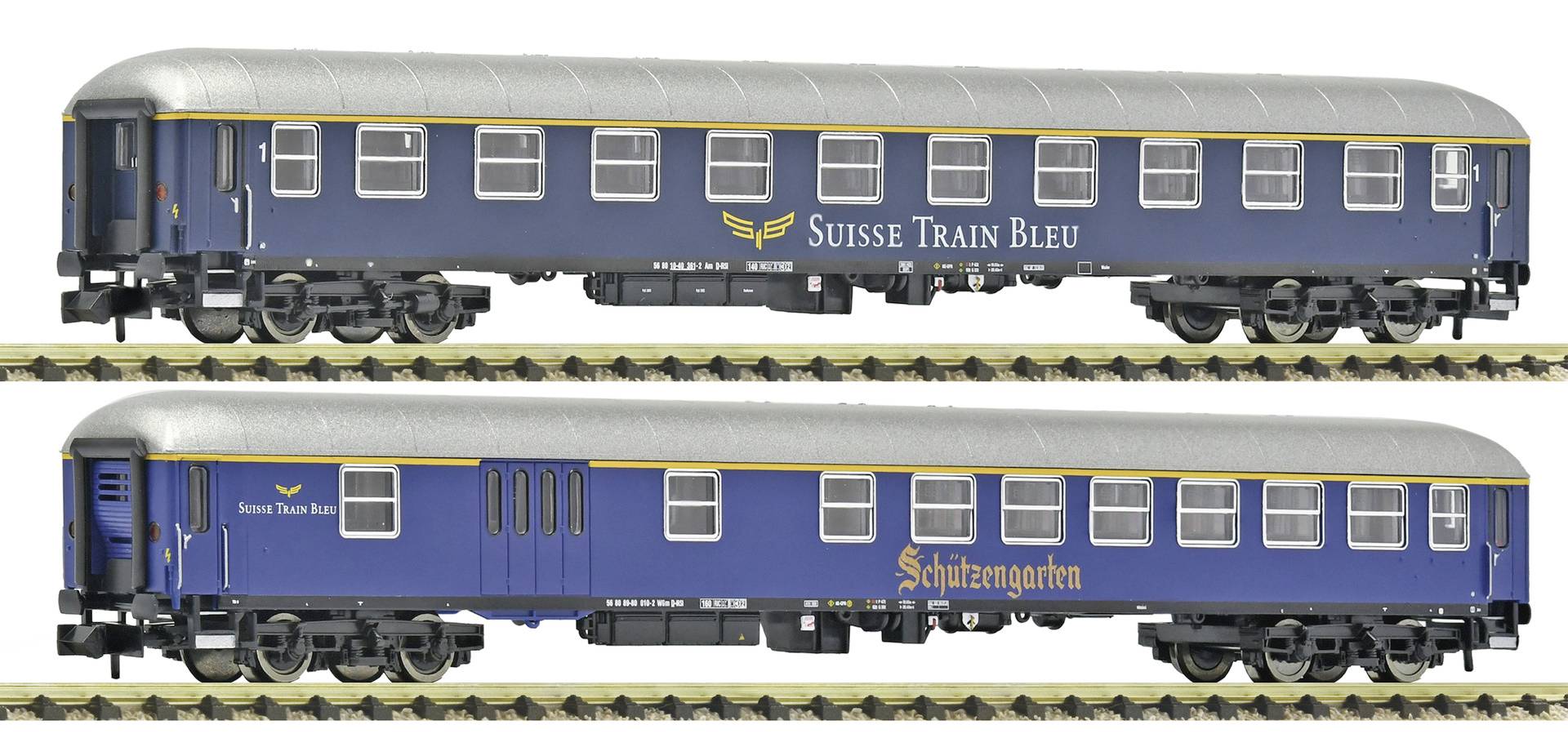 Fleischmann 6260083 N 2-delig Set 2: Sneltreinrijtuig, Suisse Train Bleu 2-delig