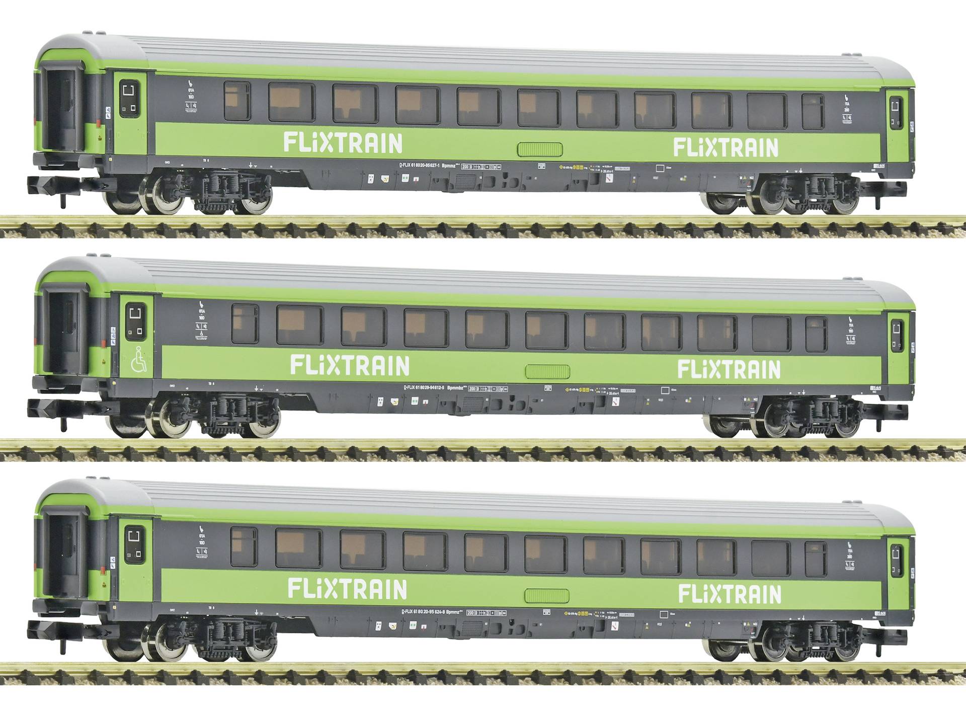 Fleischmann 6260086 N 3-delig Set 2: Personenrijtuig, FlixTrain