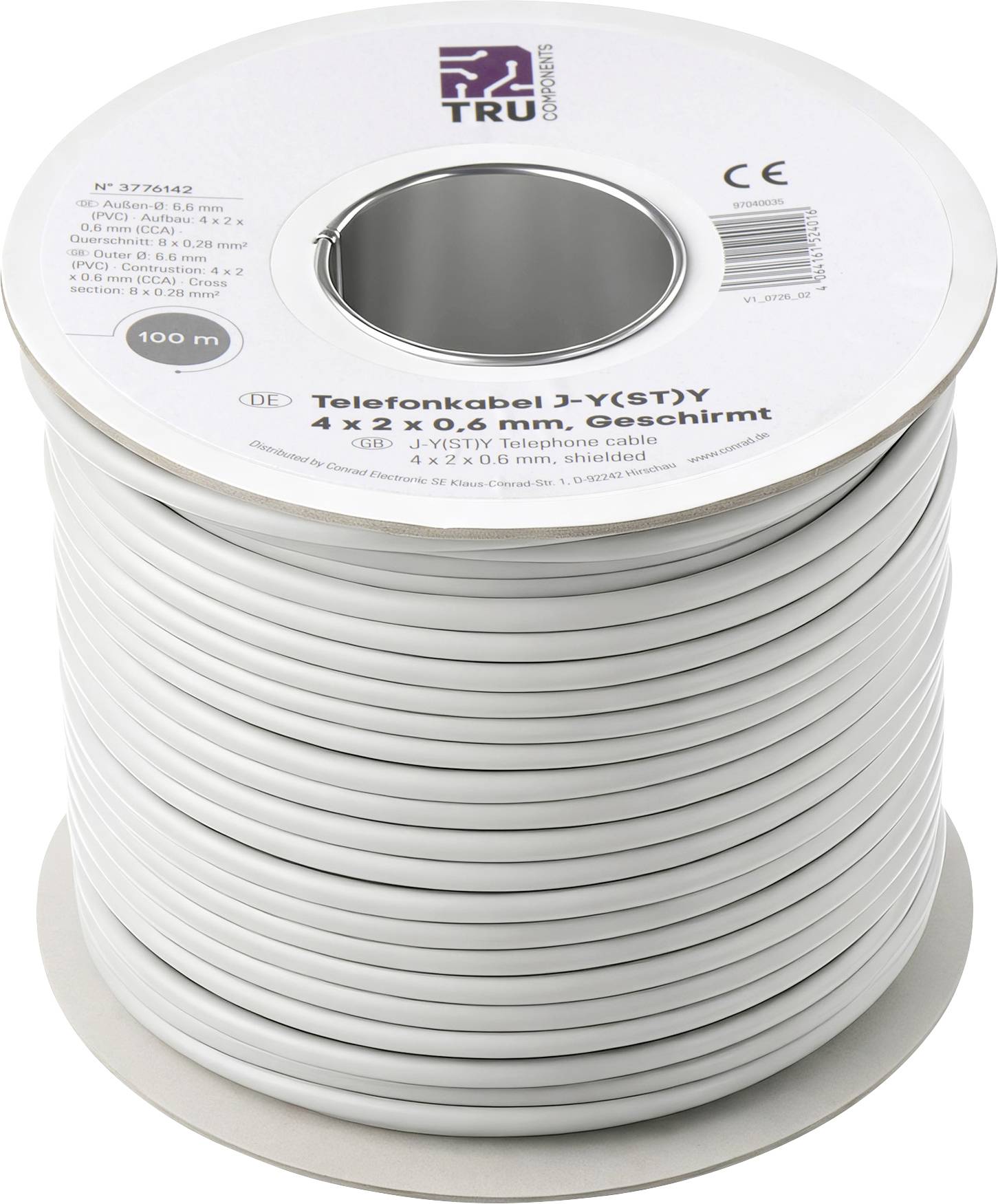 TRU COMPONENTS TC-15104568 kabel za telefon J-Y(ST)Y 4 x 2 x 0.28 mm² siva 100 m