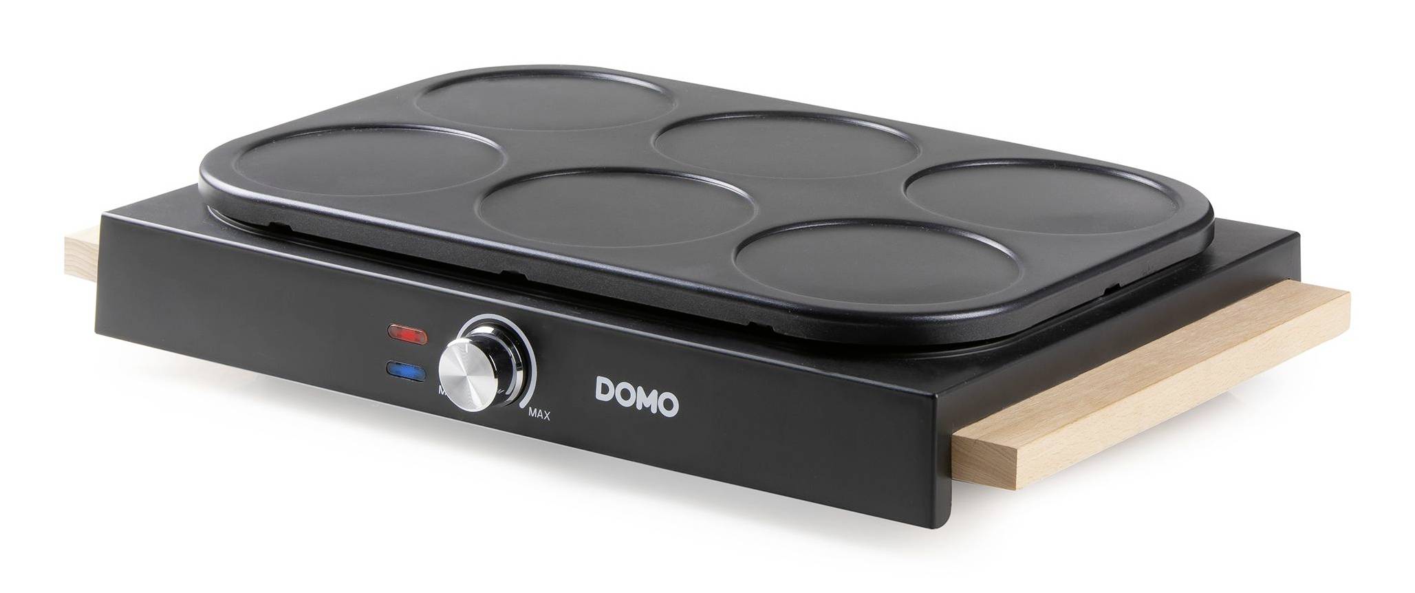 DOMO DO8717PN Pancake-maker Anti-aanbaklaag, Traploze temperatuurregeling, Controlelampje Zwart