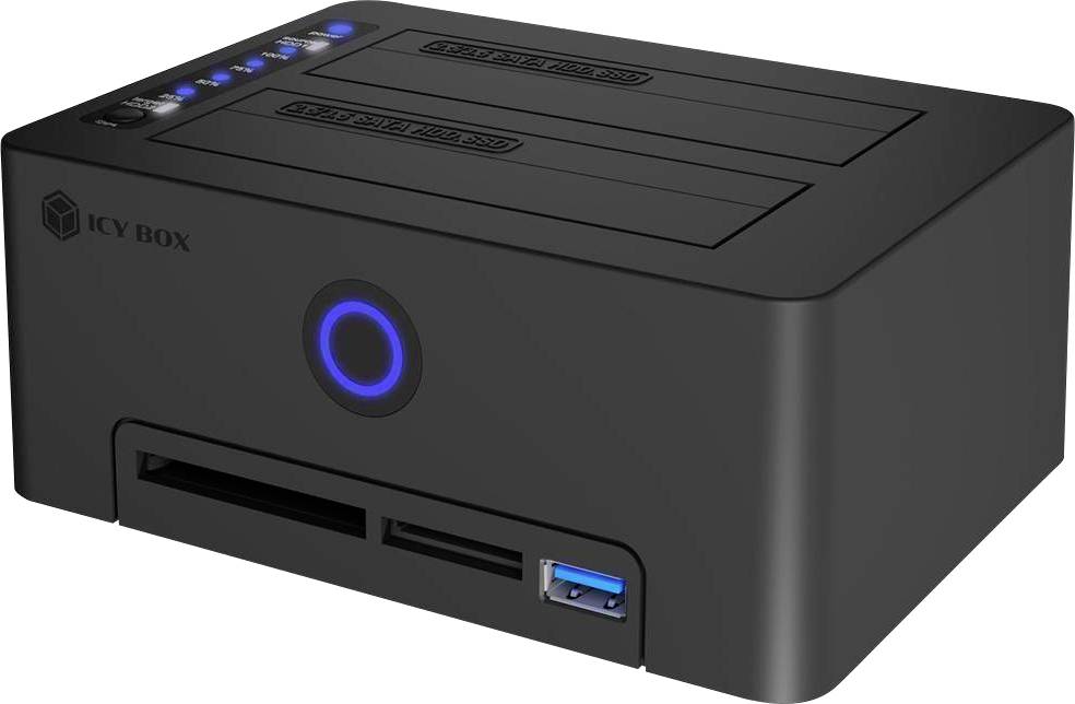 ICY BOX IB-1233CL-CR USB-B SATA 1 poort Kloonstation 2.5 inch, 3.5 inch Met clone-functie, Met display, Met kaartlezer