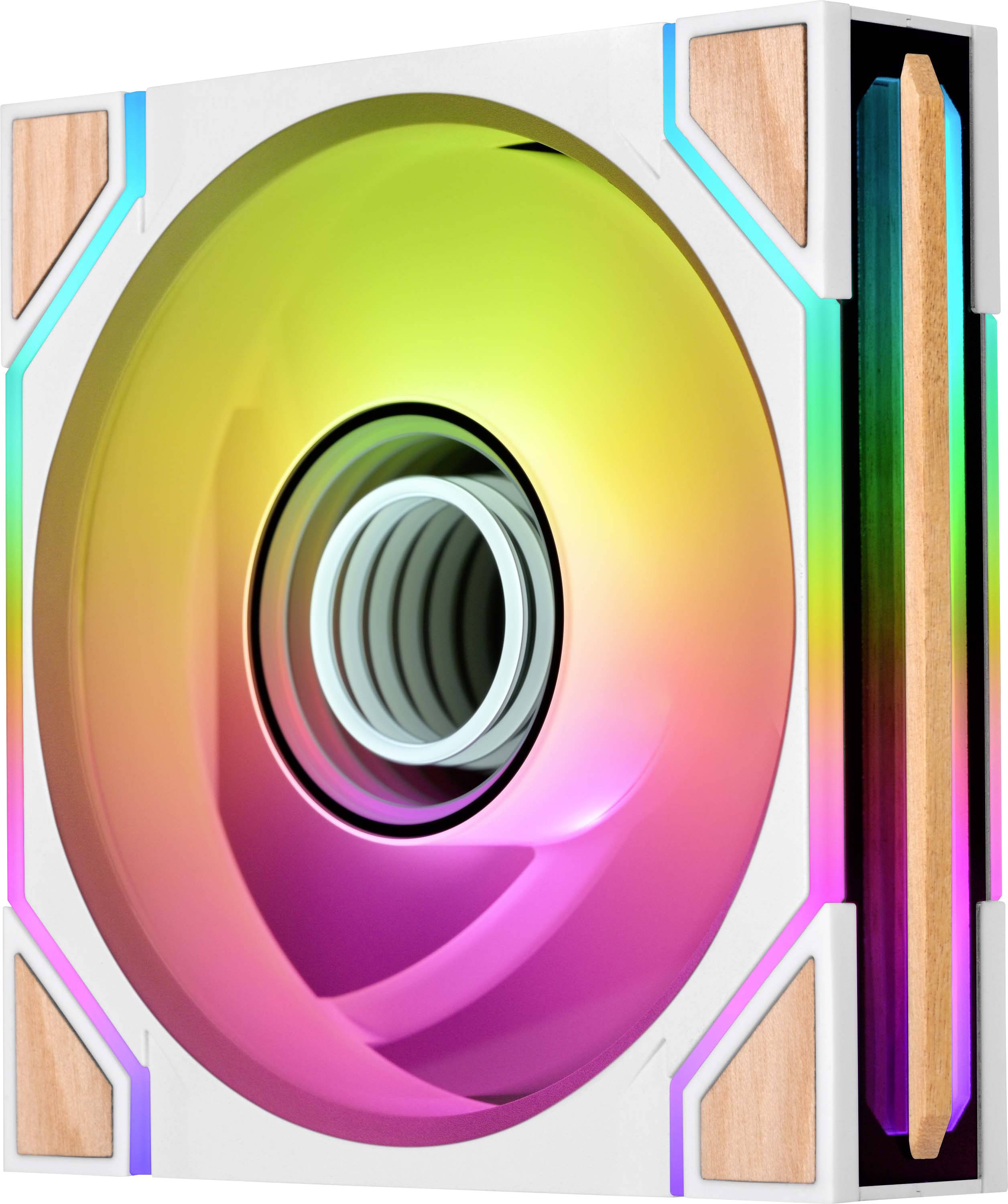 Thermaltake PC-ventilator Wit, Hout (b x h x d) 124 x 120 x 28 mm Incl. LED-verlichting, Incl. RGB-verlichtingsbesturing