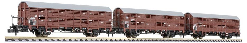 Liliput L260135 N 3-delig Set, slagwagen met remplatform, Hbes 358, DB, EP.IV.