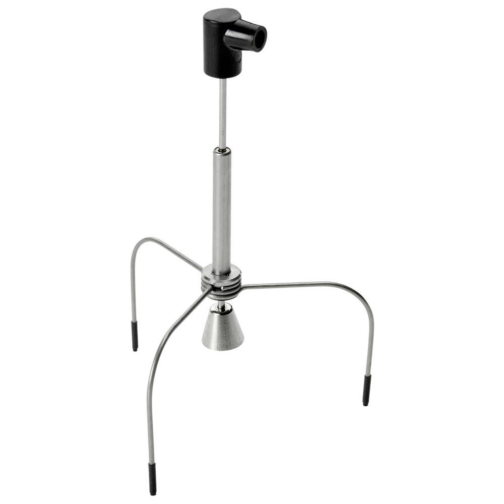 Tronožna metalna podstavna ploča s gornjom ručkom i visećom stošcasto oblikovanom težinom, prikazana na bijeloj pozadini.