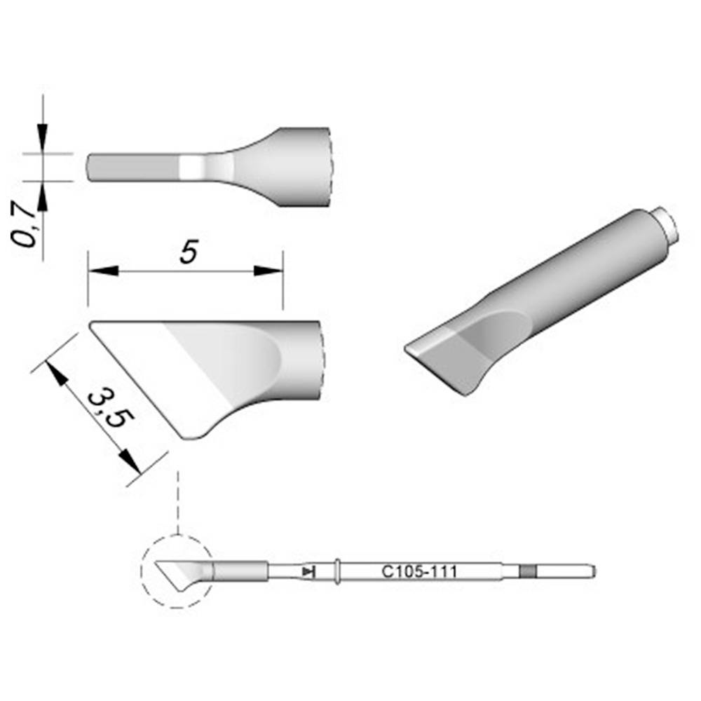 JBC Tools C115212 Soldeerpunt Mesvorm, schuin Inhoud: 1 stuk(s)