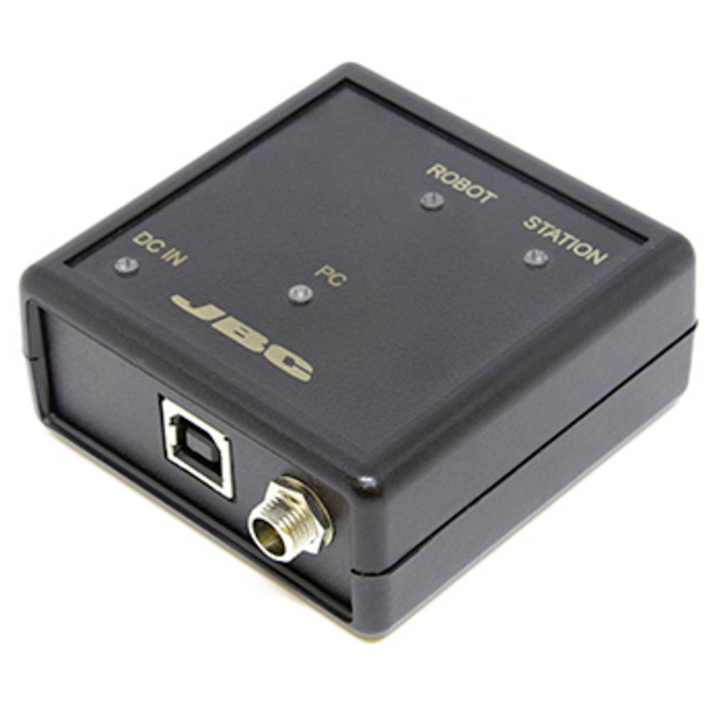 Crna JBC elektronička kutija sučelja s oznakom DC IN, PC, ROBOT i STATION te prednjim USB i koaksijalnim priključcima.