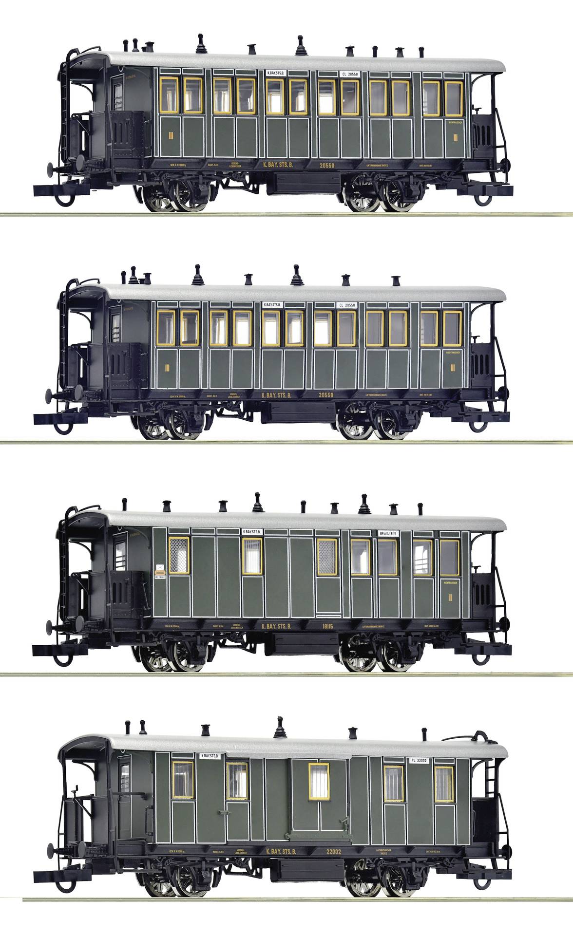 Roco 6200197 H0 4-delig Set: Lokale trein van de K&ouml;niglich Bayerische Staatsbahn