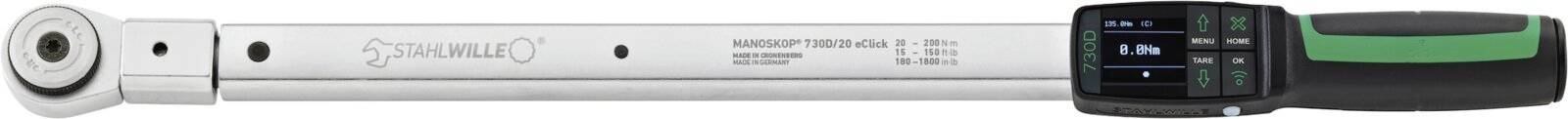 Stahlwille MANOSKOP 730DR/20 eClick 96501220 Momentsleutel Kalibratie (ISO) Met ratel 1/2 (12,5 mm) 20 - 200 Nm